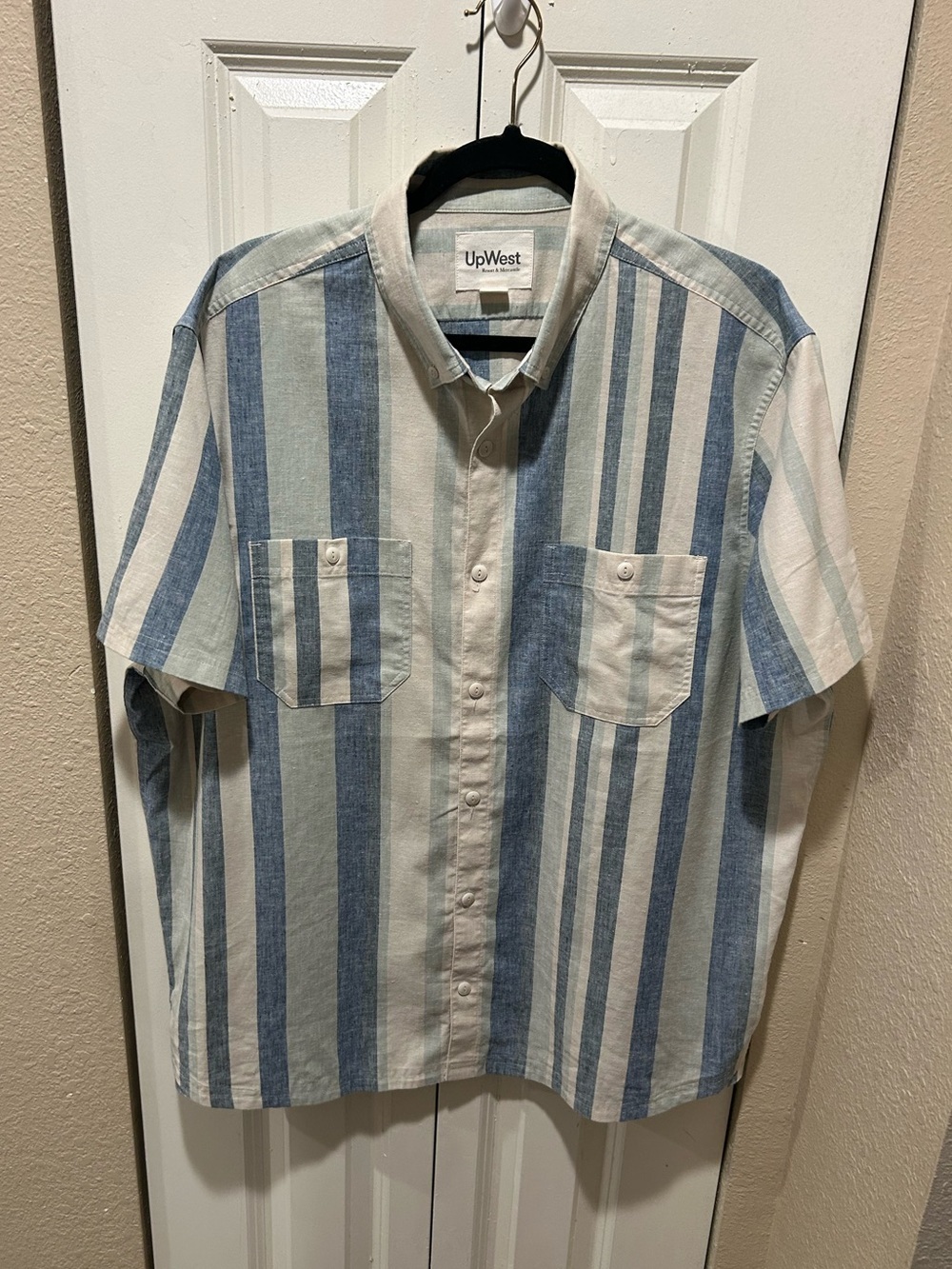 UpWest Hemp Blend Short Sleeve Button Down Shirt , XL